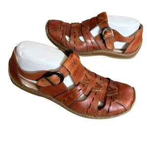Rieker Brown Fisherman Leather Sandals with Buckle 41 10.5/11